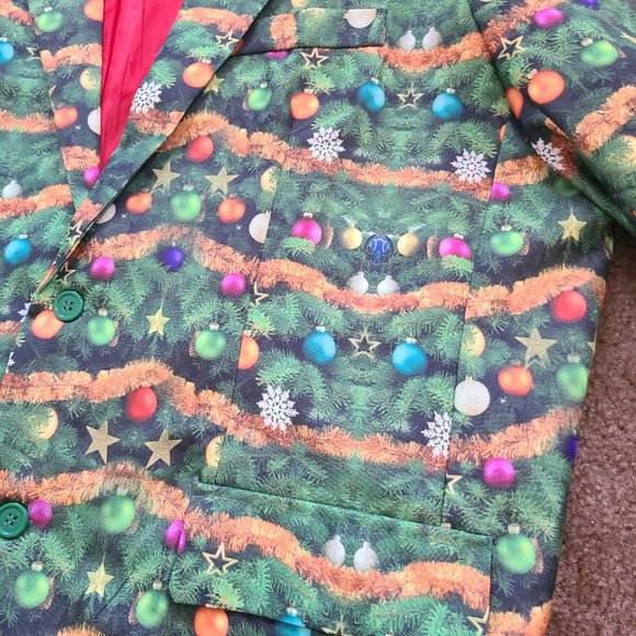 Christmas Green Dress Jacket Ornaments & Light up mode Adult size XXL - Picture 2 of 7